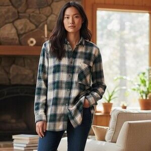 American Eagle Outfitters‎ Plaid Button F 896